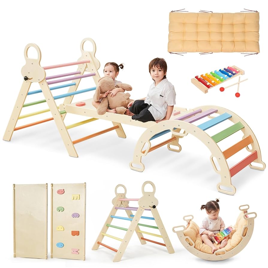 playdesign 3REE OVER Z グレー L Amazon.com: 6 in 1 Toddler Playset with Slide, Kids Slide